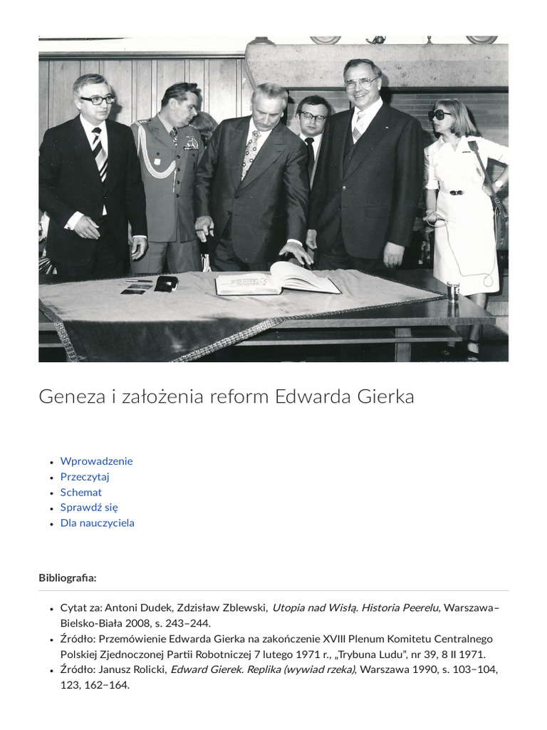 Geneza I Zalozenia Reform Edwarda Gierka | PDF