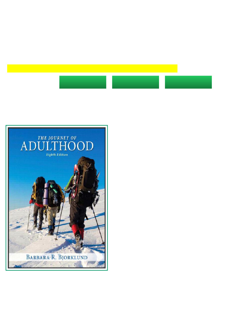 (Instruction Manual) The Journey of Adulthood 8th Edition by Barbara R ...