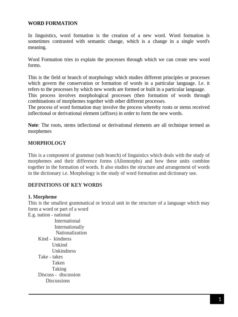 Understanding Word Formation in Linguistics | PDF | Part Of Speech | Word