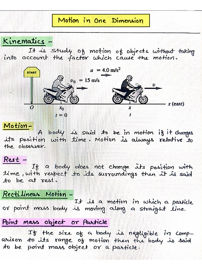 Ch-2 Motion in One Dimension Notes | PDF