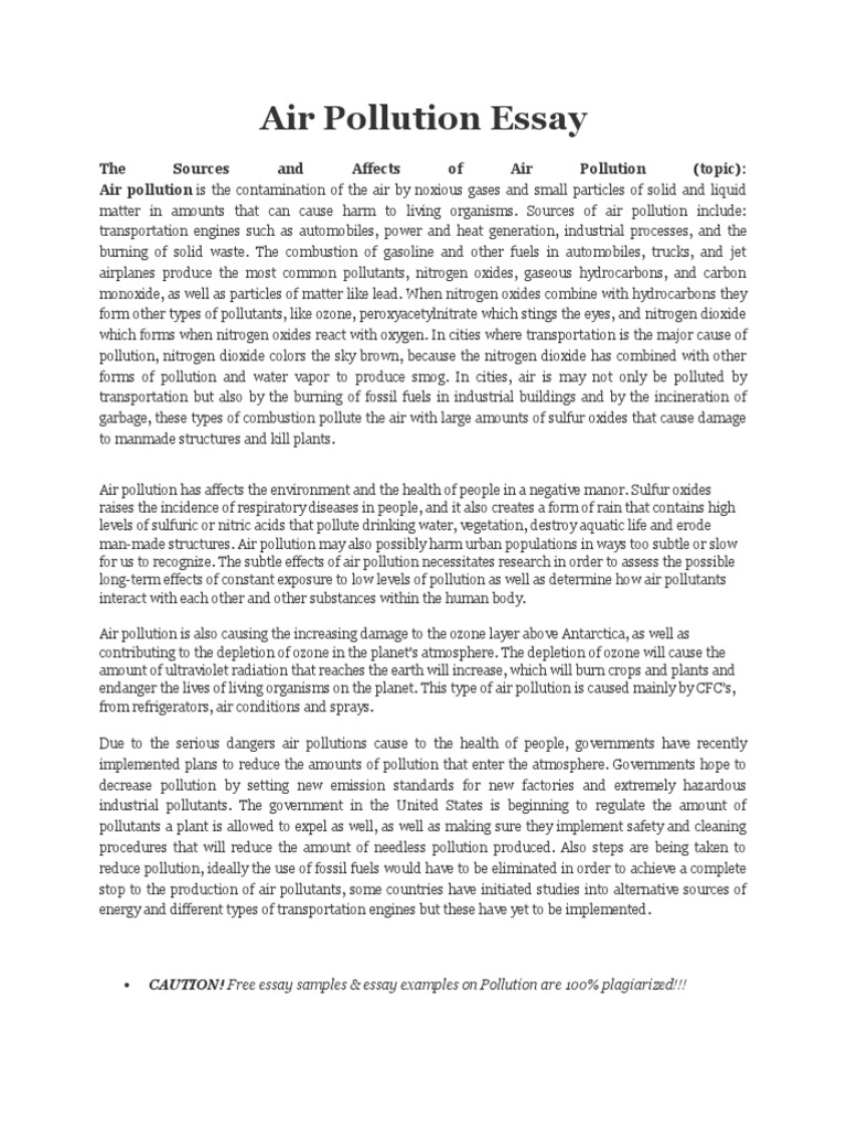 air pollution essay pdf in english