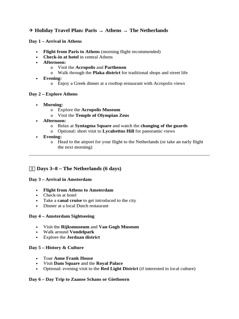 Holiday Travel Plan | PDF