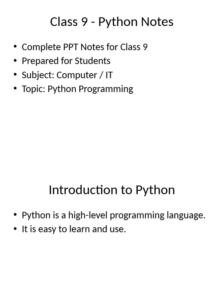 Class 9 Python Programming Notes | PDF