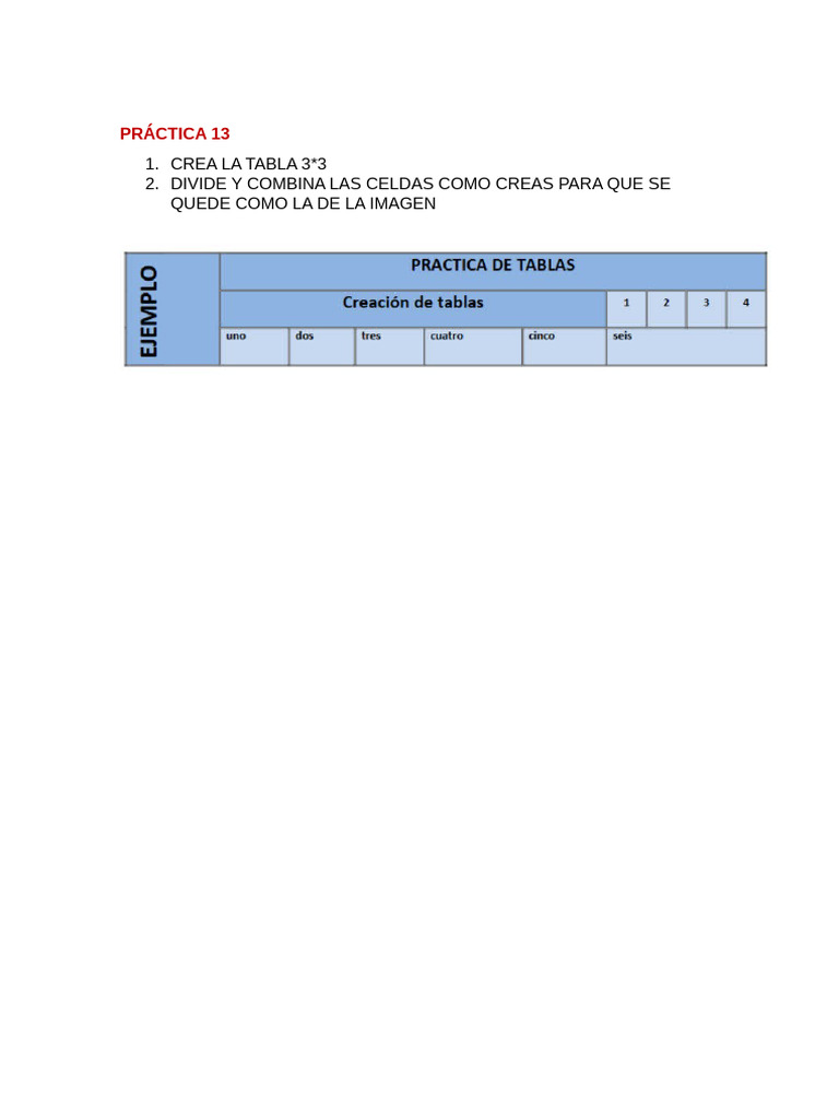 Práctica 13 Tablas | PDF