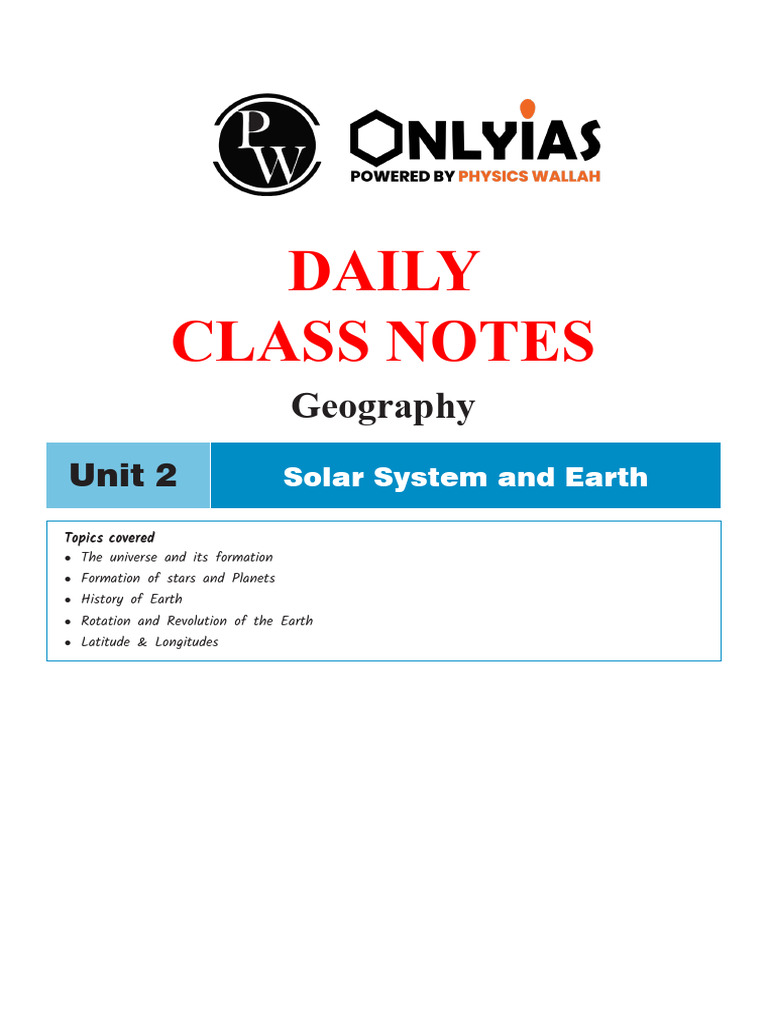 Geography: Solar System & Earth Notes | PDF | Solar System | Planets