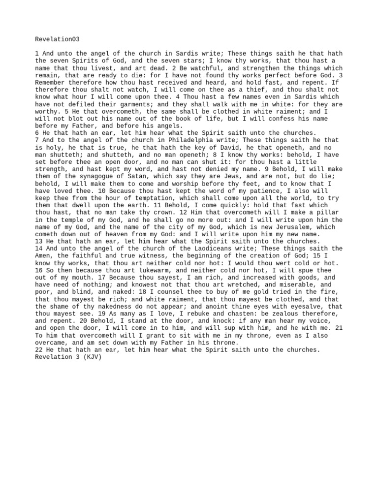 Revelation 03 | PDF | Religious Belief And Doctrine