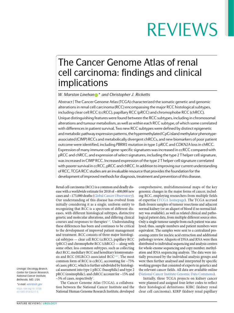 Insights on Renal Cell Carcinoma Genomics | PDF | Molecular Biology ...