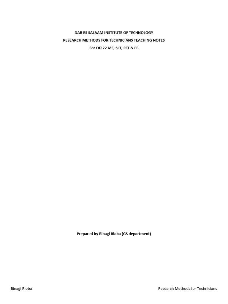 Research Methods for Technicians Guide | PDF | Sampling (Statistics ...