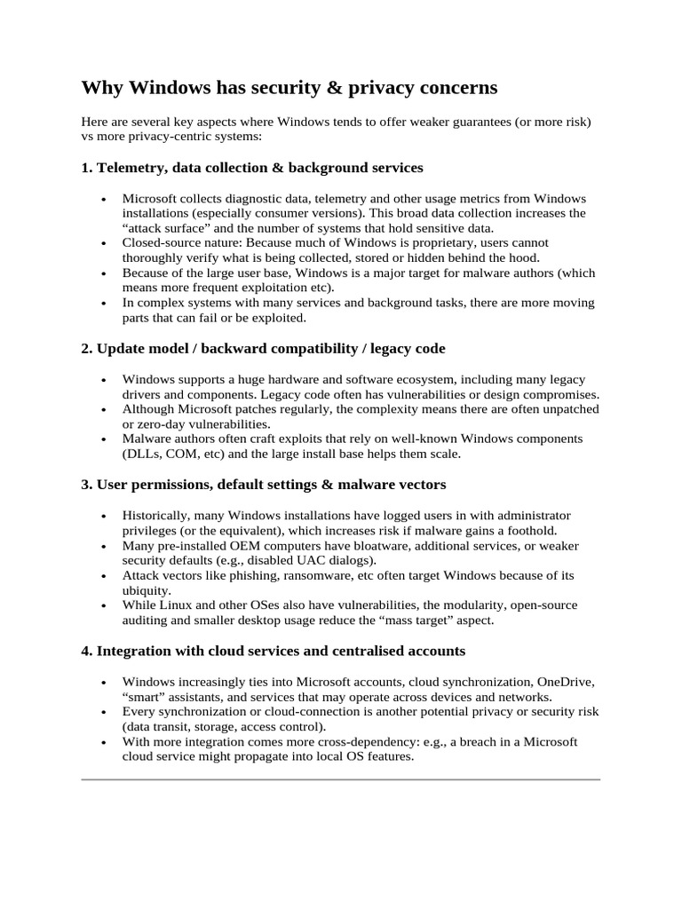 Windows Security and Privacy Risks Explained | PDF | Microsoft Windows ...