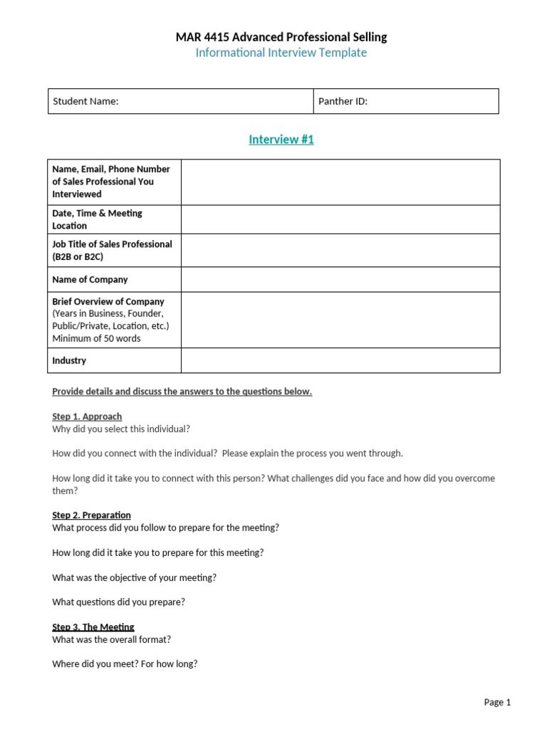 Informational Interview Template for Sales | PDF