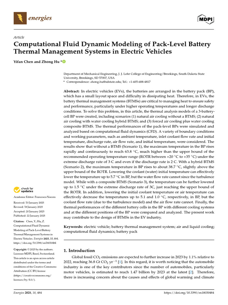 Energies 18 00484 | PDF | Lithium Ion Battery | Electric Vehicle