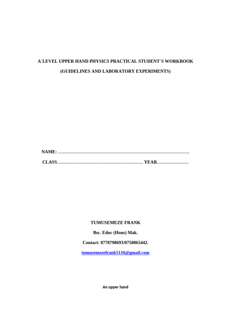 A-Level Physics Practical Workbook Guide | PDF | Pendulum | Significant ...