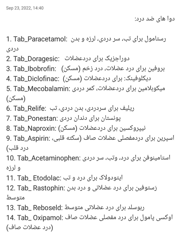 دوا های ضد درد | PDF