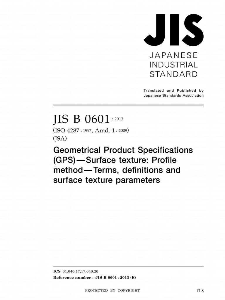 JIS B 0601: 2013 Surface Texture Standards | PDF | Surface