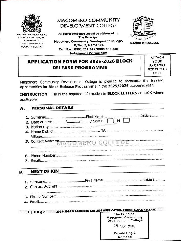 2025-26 Block Release Application Form | PDF