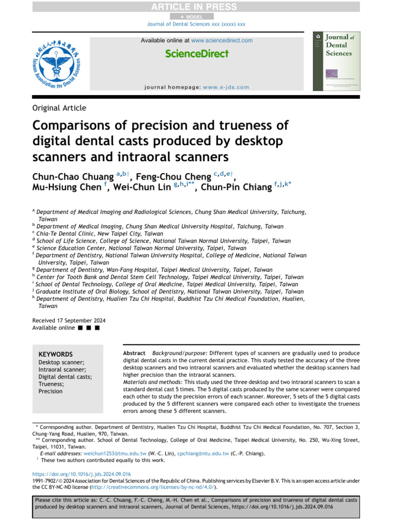 Digital Dental Cast Accuracy: Scanner Comparison | PDF | Dentistry ...