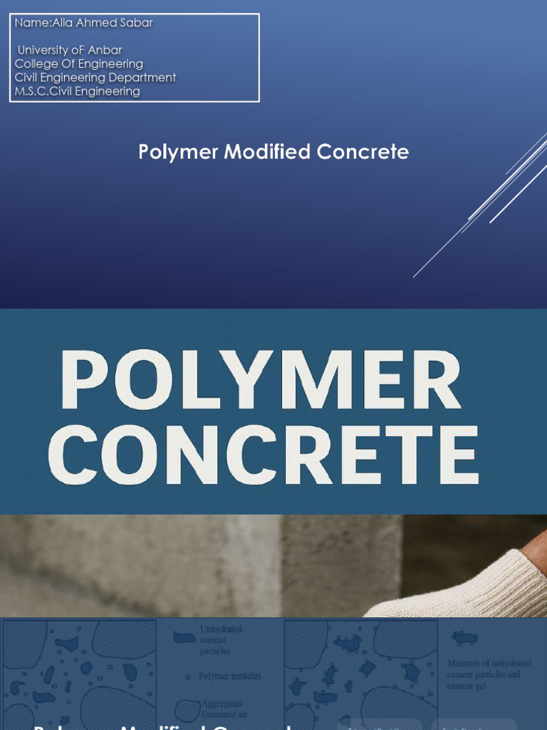 Polymer Modified Concrete Overview | PDF | Concrete | Polymers