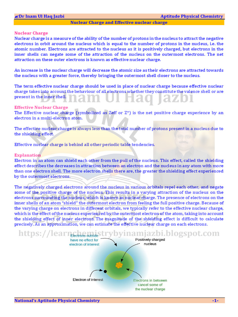 Nuclear Charge and Effective Charge Explained | PDF | Atomic Nucleus ...