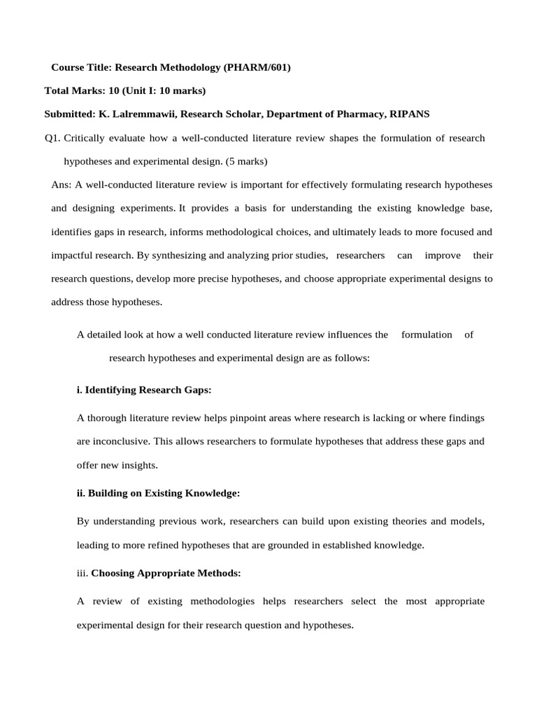 Literature Review's Role in Research Design | PDF | Methodology ...