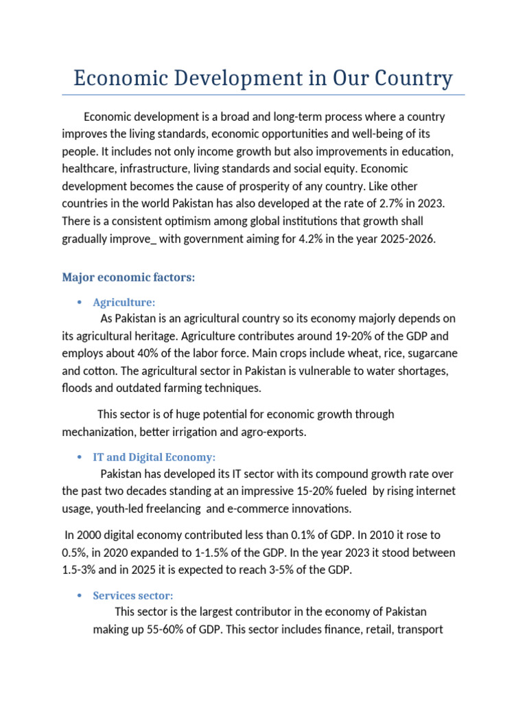 Economic Development in Pakistan 2023 | PDF | Agriculture | Pakistan