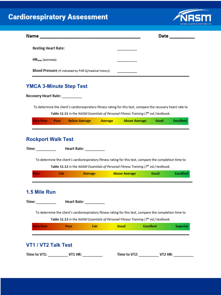 Cardiorespiratory Fitness Assessment Guide | PDF