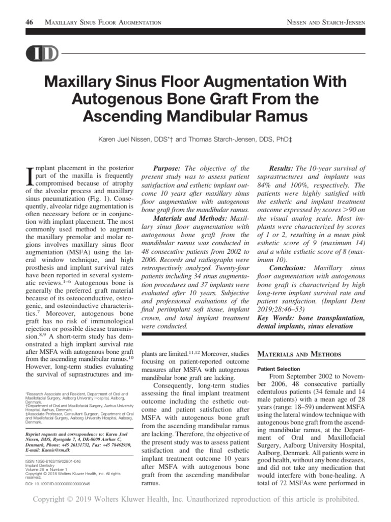 Maxillary Sinus Augmentation Study | PDF | Dental Implant | Dentistry ...