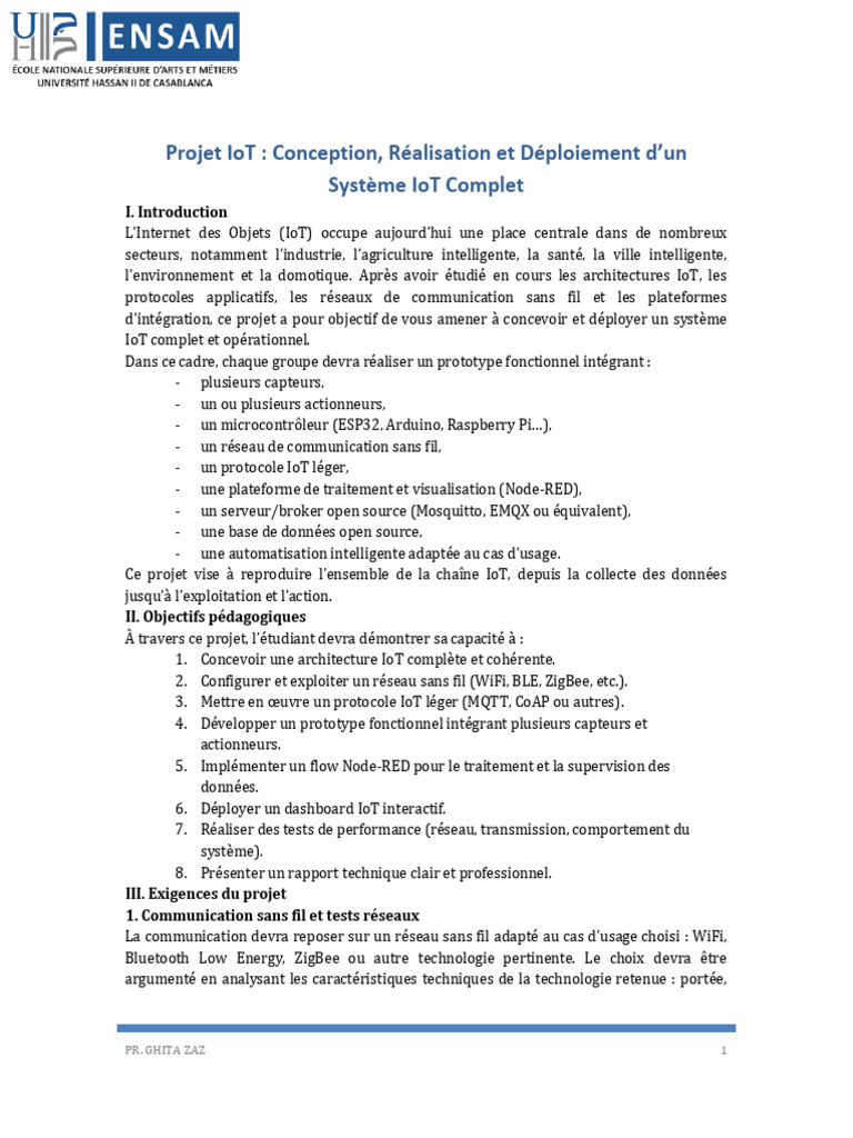 Projet IoT : Conception et Déploiement | PDF | Internet des objets ...