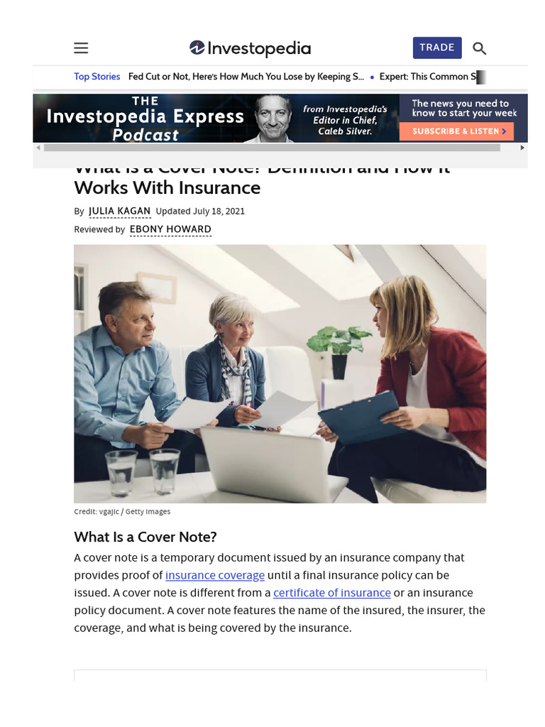 Understanding Cover Notes in Insurance | PDF | Insurance | Medicare ...