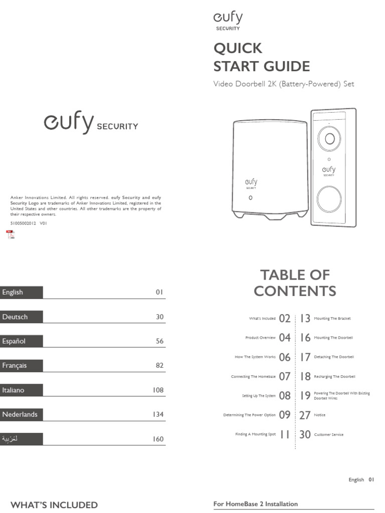 eufy Video Doorbell 2K Quick Start Guide | PDF | Electromagnetic ...