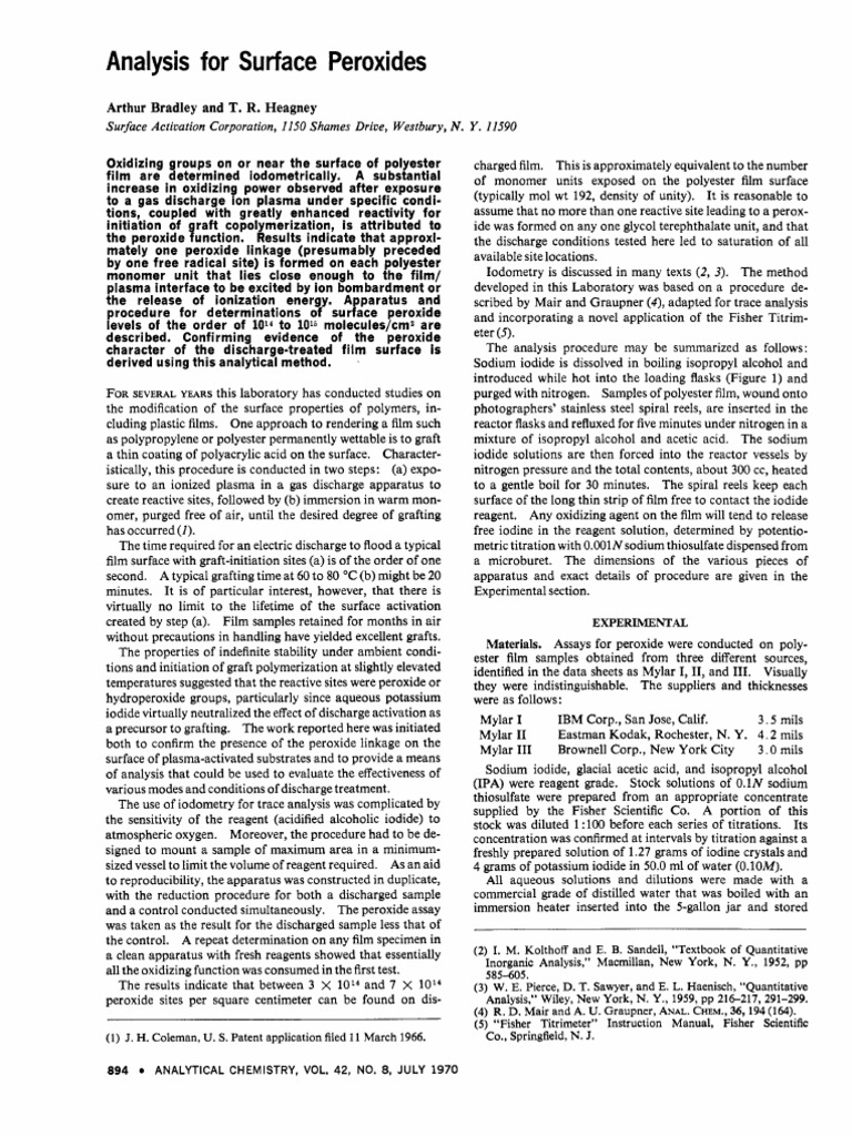 Analysis For Surface Peroxides | PDF | Titration | Chemistry
