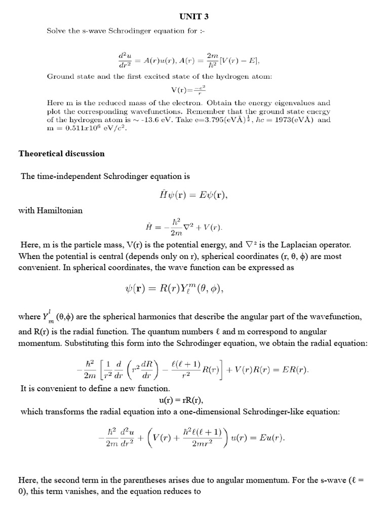 Quantum Mechanics: Radial Wave Functions | PDF