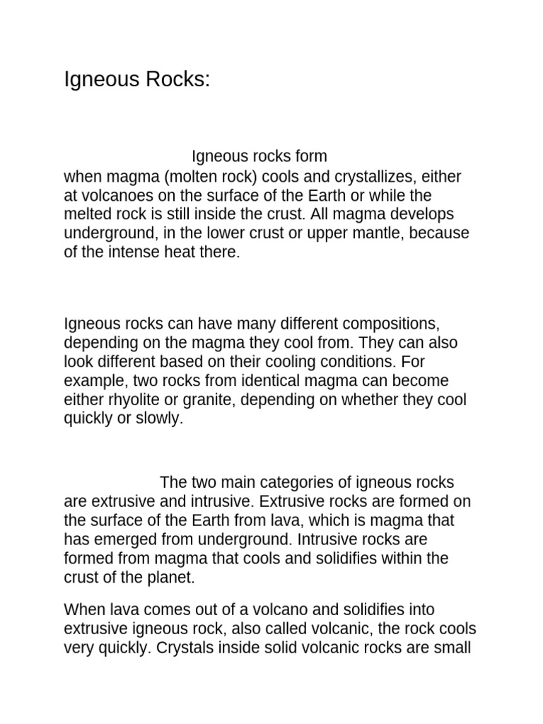 Understanding Igneous Rocks Formation | PDF