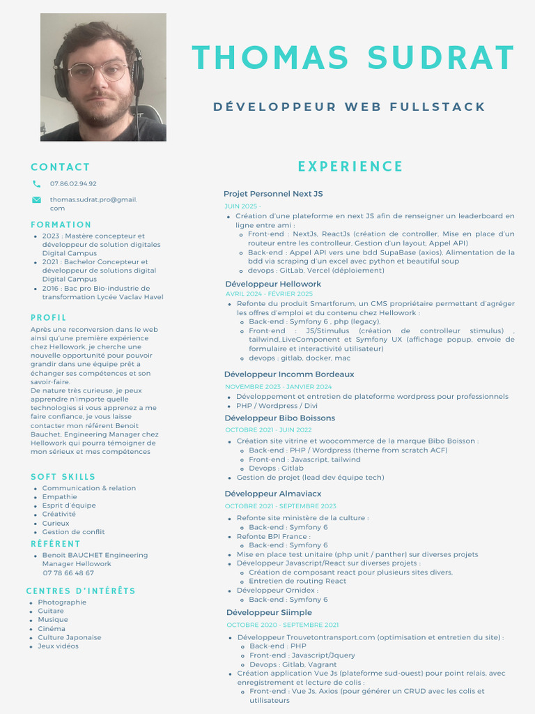 Développeur Web Full Stack - Thomas Sudrat | PDF | Hypertexte | Génie ...
