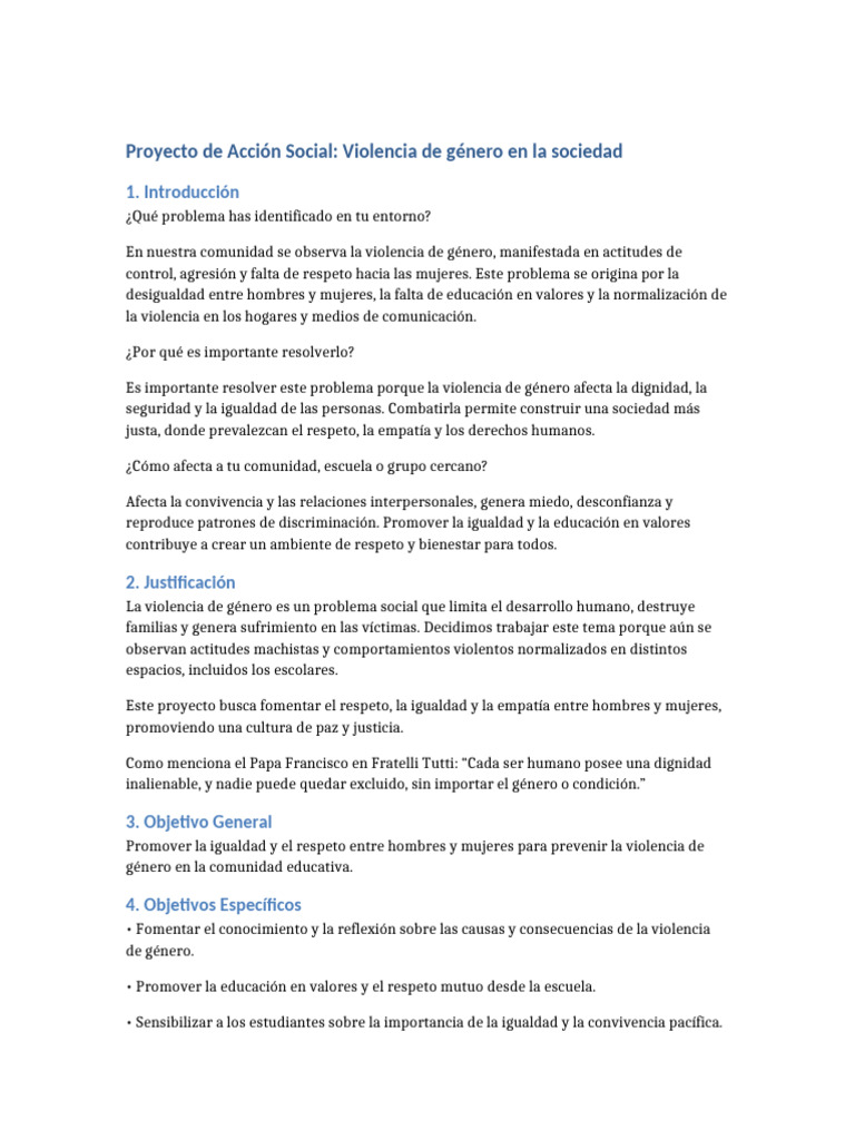 Proyecto Violencia de Genero | PDF | Violencia | Igualdad social