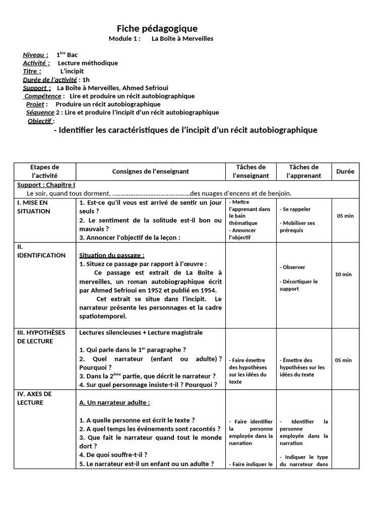 Incipit et énonciation en récit autobiographique | PDF