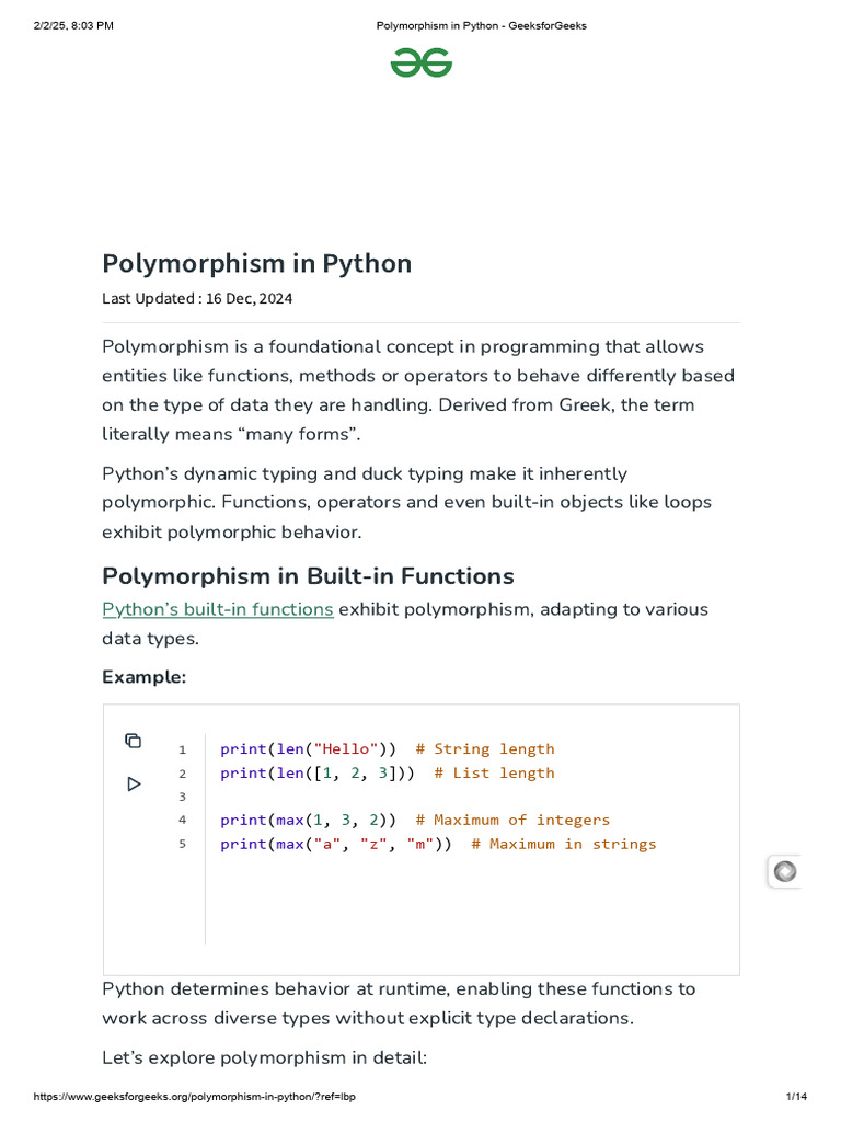 Polymorphism Explained in Python | PDF | Method (Computer Programming ...
