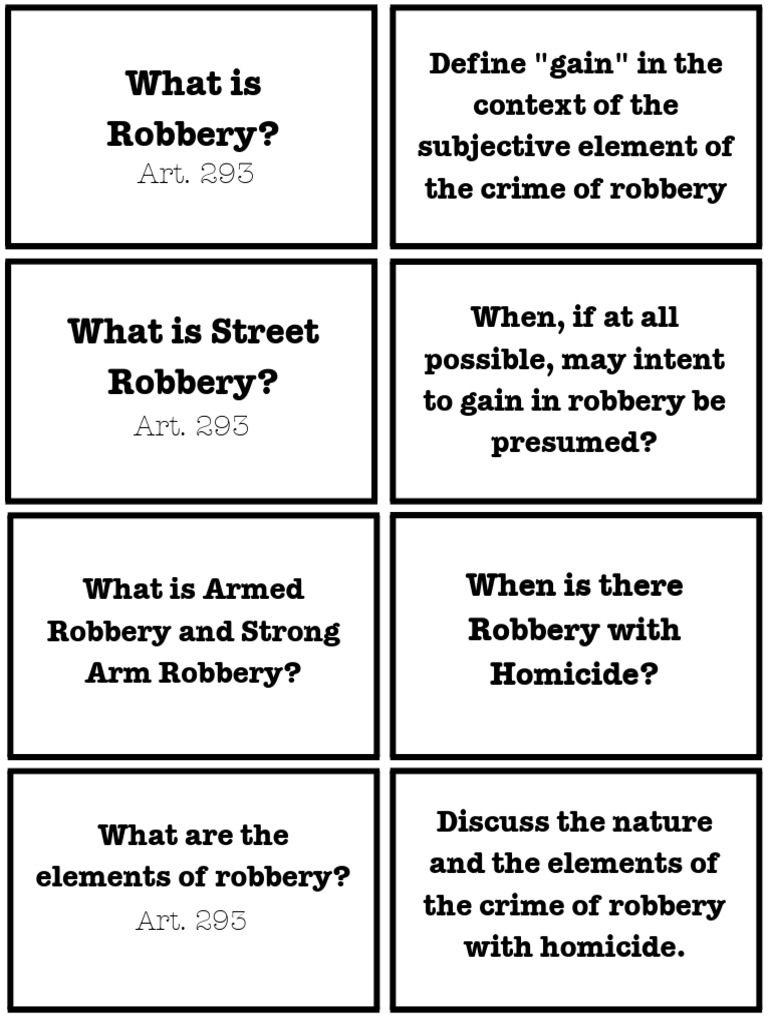 Understanding Robbery: Types and Elements | PDF | Robbery | Crimes