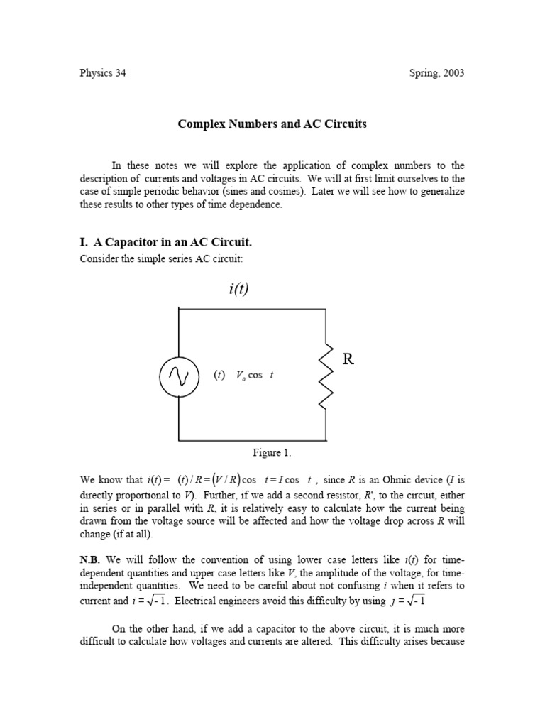 Complex Numbers in AC Circuit Analysis | PDF | Electrical Impedance ...