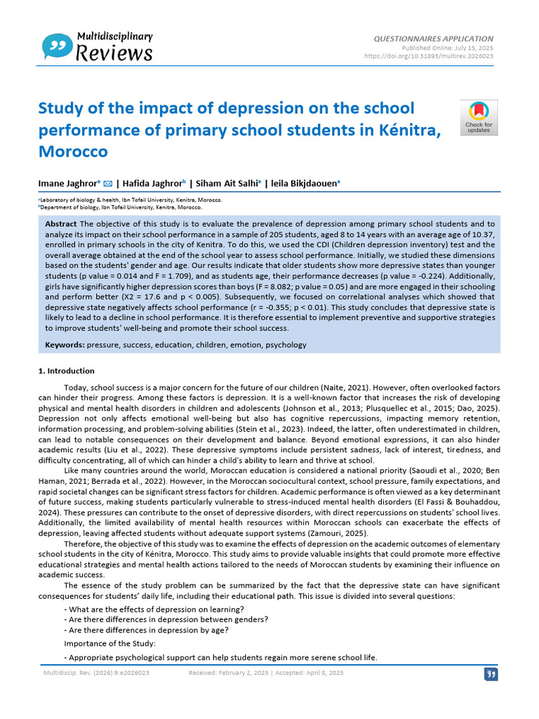 Depression's Impact on Student Performance | PDF | Major Depressive ...