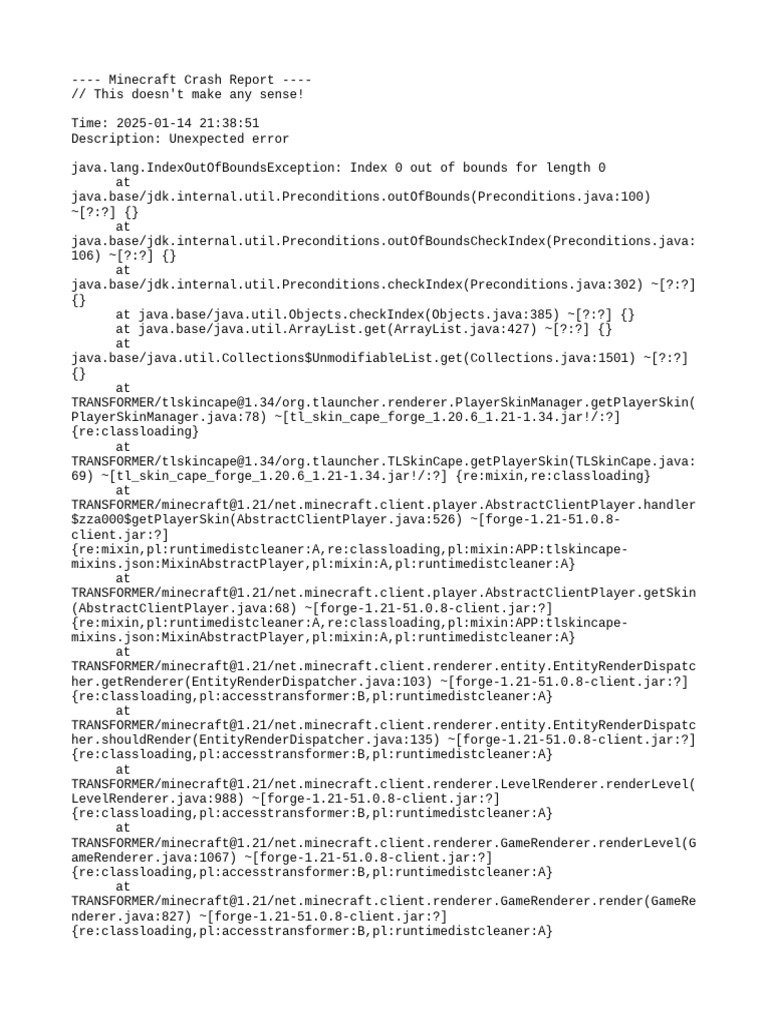 Minecraft Crash Report: Index Error | PDF | Byte | Computer Architecture