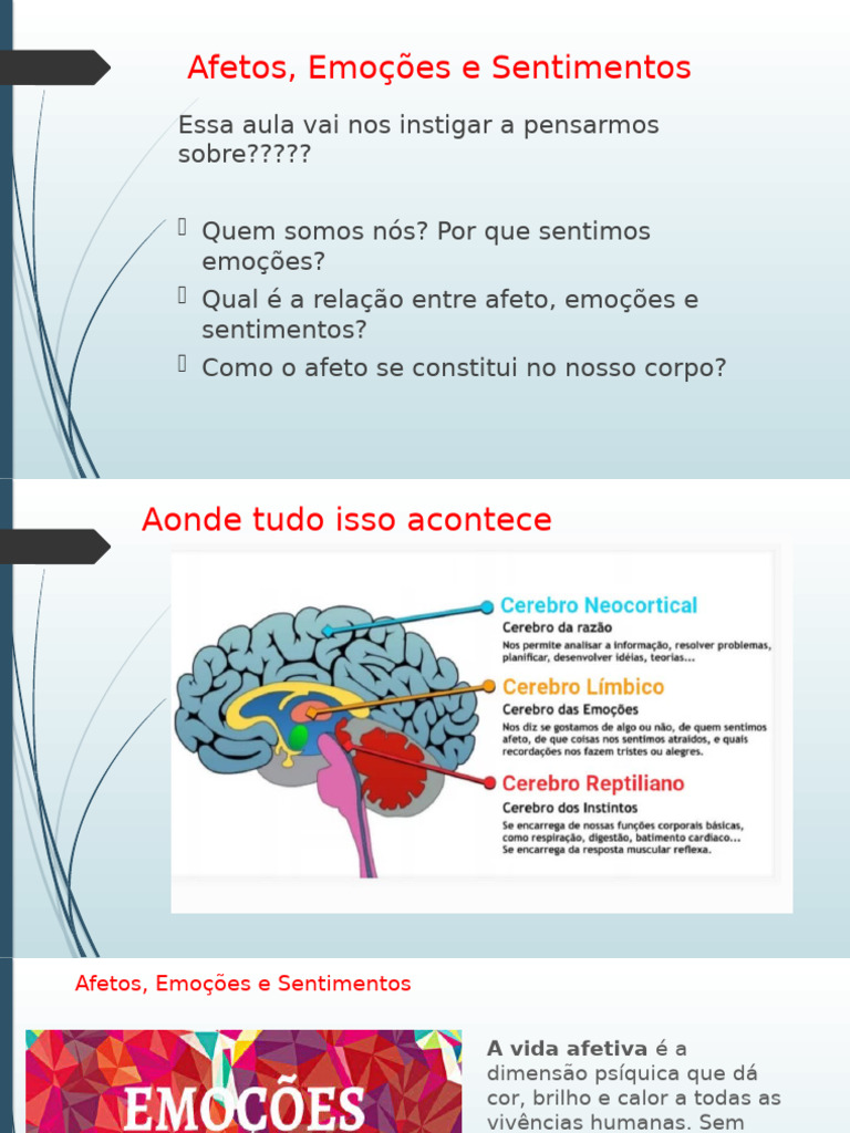 Afetos e Emoções: Impacto na Vida Humana | PDF | Emoções | Afeto ...