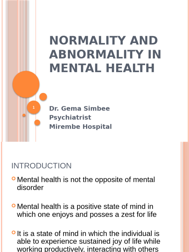 Understanding Mental Health Normality | PDF | Mental Disorder | Mental ...