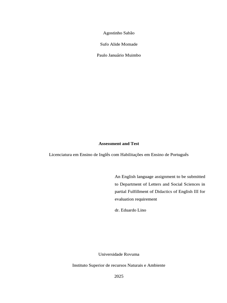 English Assessment and Testing Guide | PDF | Educational Assessment ...