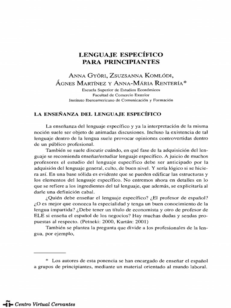 Enseñanza de Lenguaje Específico para Principiantes | PDF | Enseñando ...
