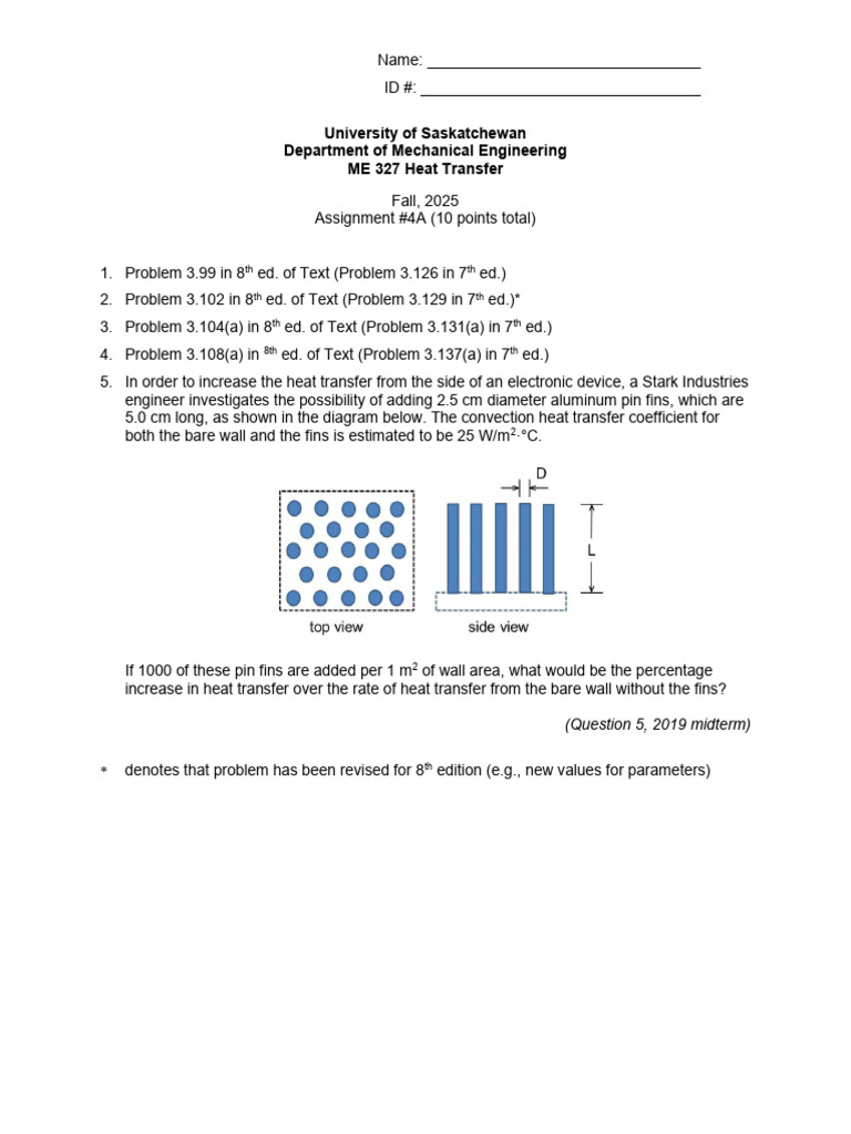 ME 327 Soln 4A 2025 | PDF | Heat Transfer | Heat