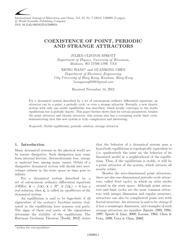 Coexisting Attractors in Chaotic Systems | PDF | Attractor | Chaos Theory