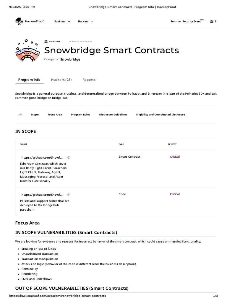 Snowbridge Smart Contracts Bug Bounty | PDF | Internet | Security ...