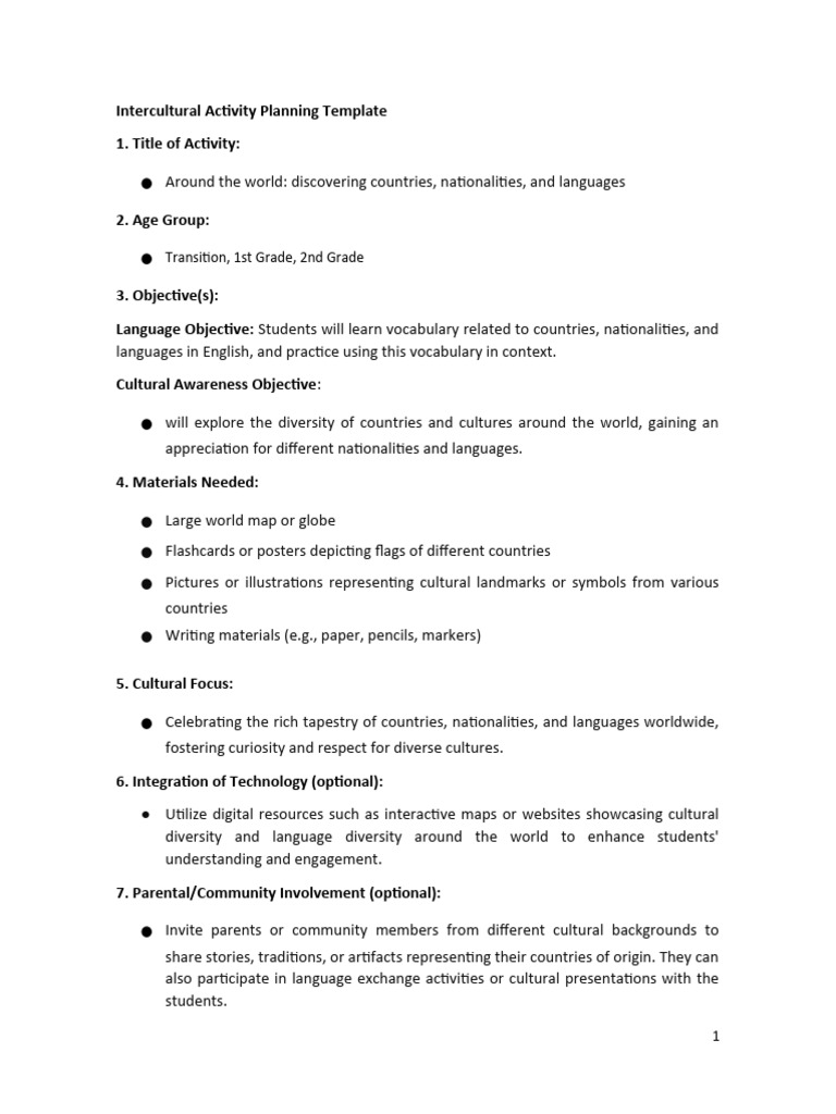 Intercultural Activity Planning Guide | PDF | Learning | Human ...