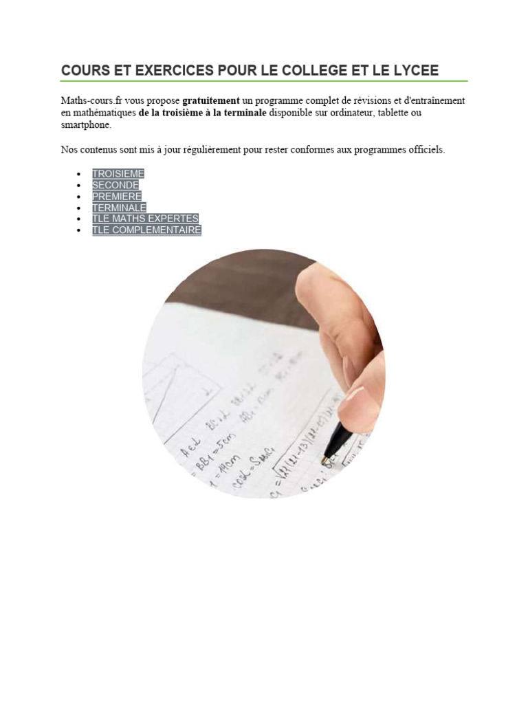 Cours et exercices de maths gratuits collège lycée | PDF ...