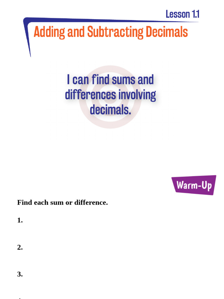 Adding and Subtracting Decimals Guide | PDF | Subtraction | Number Theory